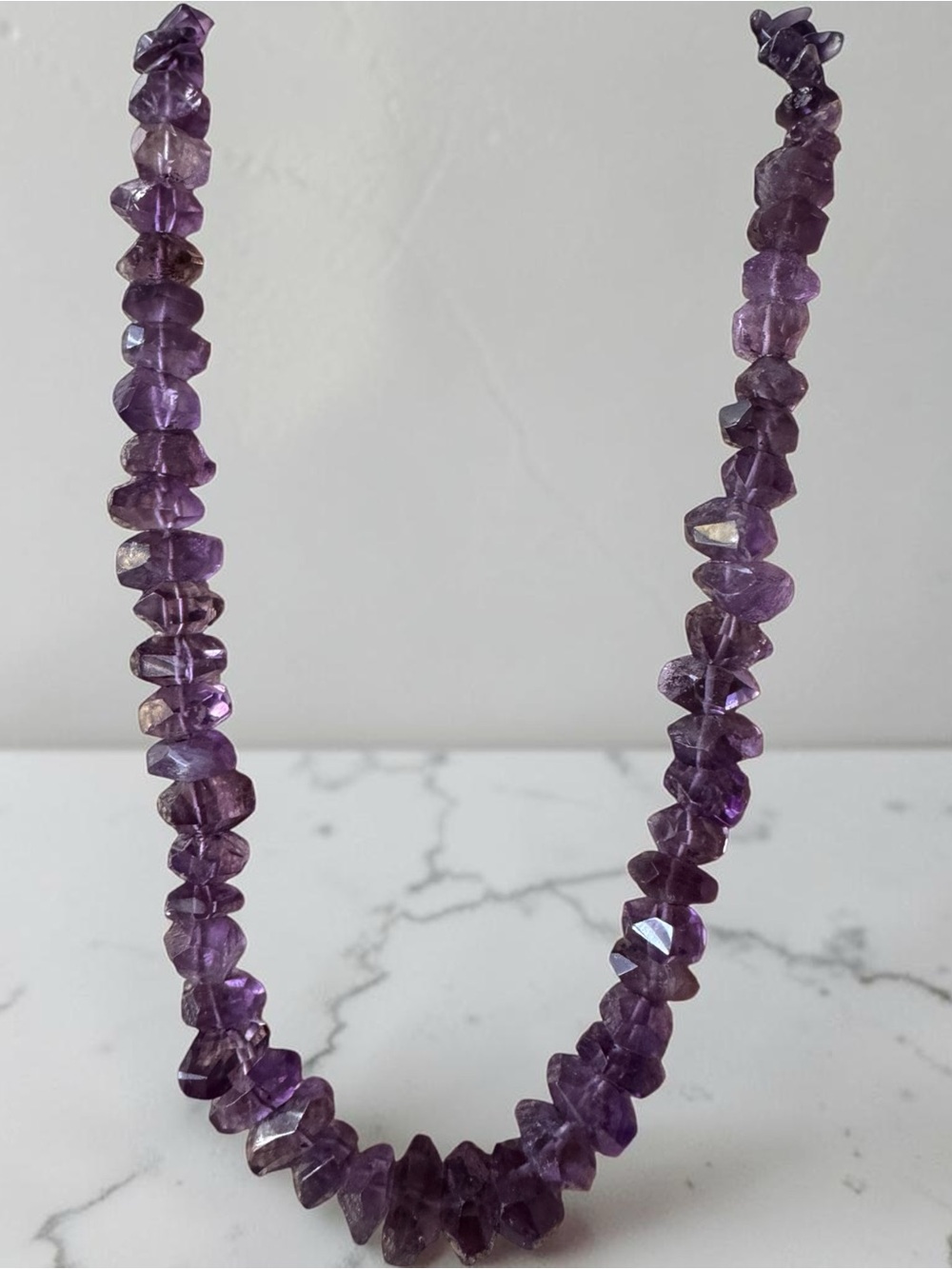 Faceted Amethyst Genuine Stone Necklace